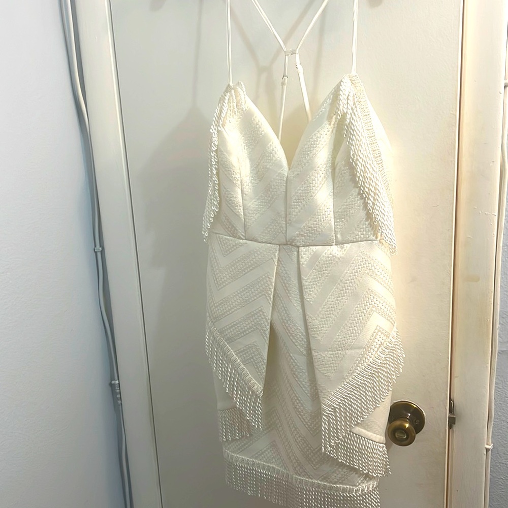 Chrome White Fringe Dress